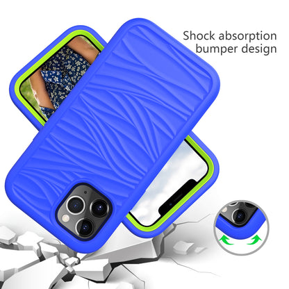ELECTROPRIME For iPhone 15 Wave Pattern 3 in 1 Silicone + PC Phone Case(Blue+Olivine)