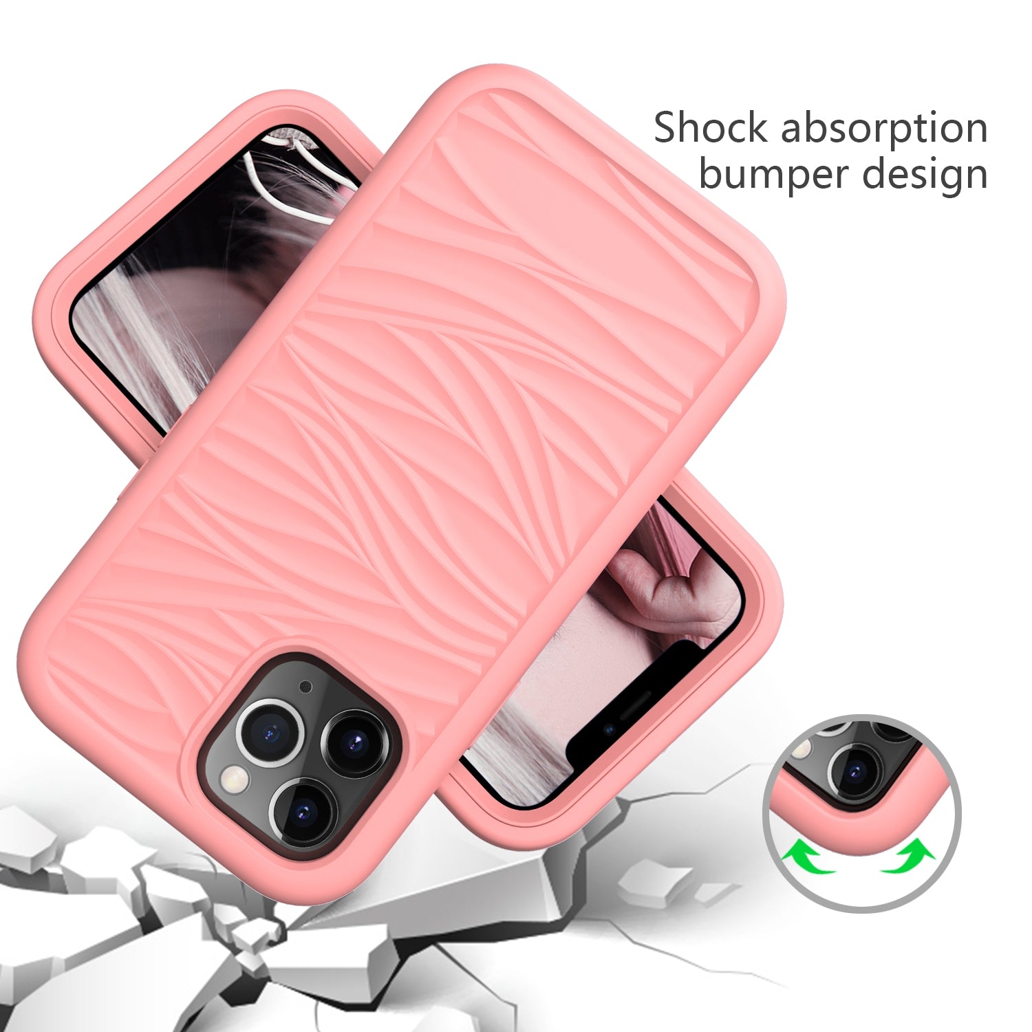 ELECTROPRIME For iPhone 15 Wave Pattern 3 in 1 Silicone + PC Phone Case(Rose Gold)