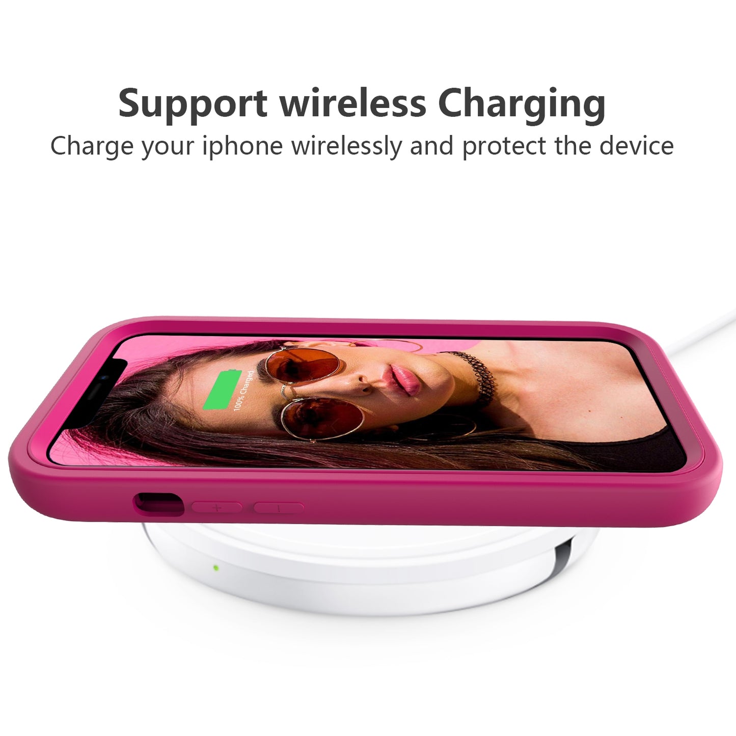 ELECTROPRIME For iPhone 15 Wave Pattern 3 in 1 Silicone + PC Phone Case(Hot Pink)