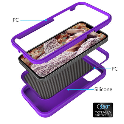 ELECTROPRIME For iPhone 15 Wave Pattern 3 in 1 Silicone + PC Phone Case(Purple)