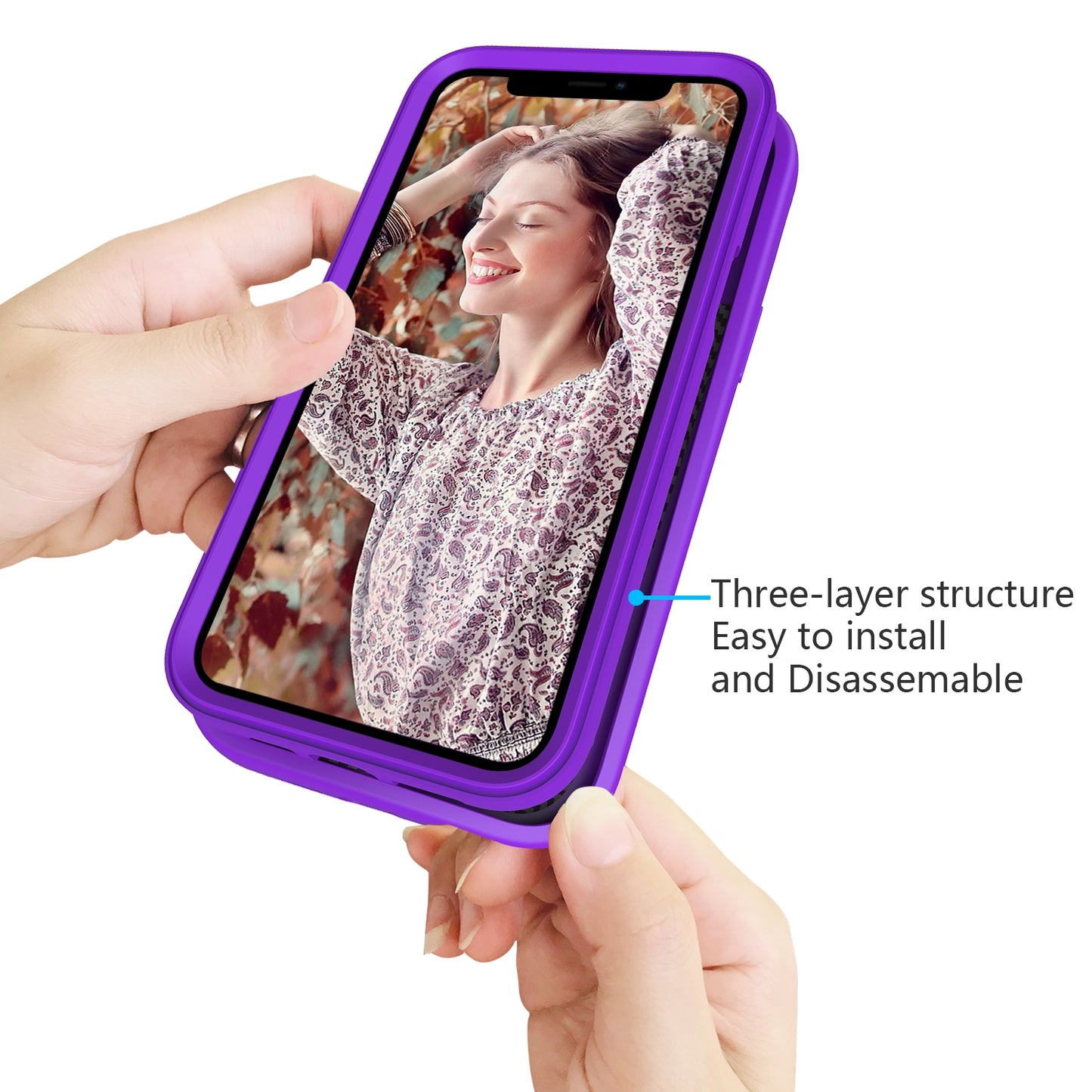 ELECTROPRIME For iPhone 15 Wave Pattern 3 in 1 Silicone + PC Phone Case(Purple)