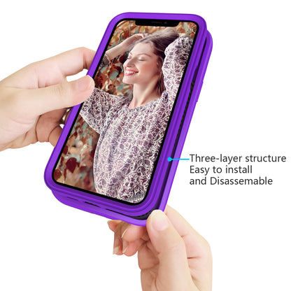 ELECTROPRIME For iPhone 15 Wave Pattern 3 in 1 Silicone + PC Phone Case(Purple)