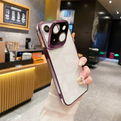 ELECTROPRIME For iPhone 15 Electroplated Lens Protectoin Holder TPU Phone Case(Purple)