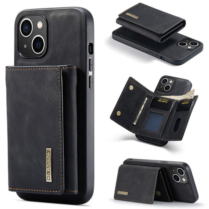 ELECTROPRIME For iPhone 15 DG.MING M1 Series 3-Fold Multi Card Wallet Leather Phone Case(Black)