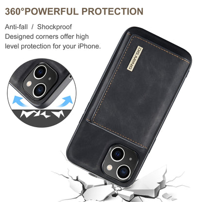 ELECTROPRIME For iPhone 15 DG.MING M1 Series 3-Fold Multi Card Wallet Leather Phone Case(Black)
