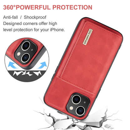 ELECTROPRIME For iPhone 15 DG.MING M1 Series 3-Fold Multi Card Wallet Leather Phone Case(Red)