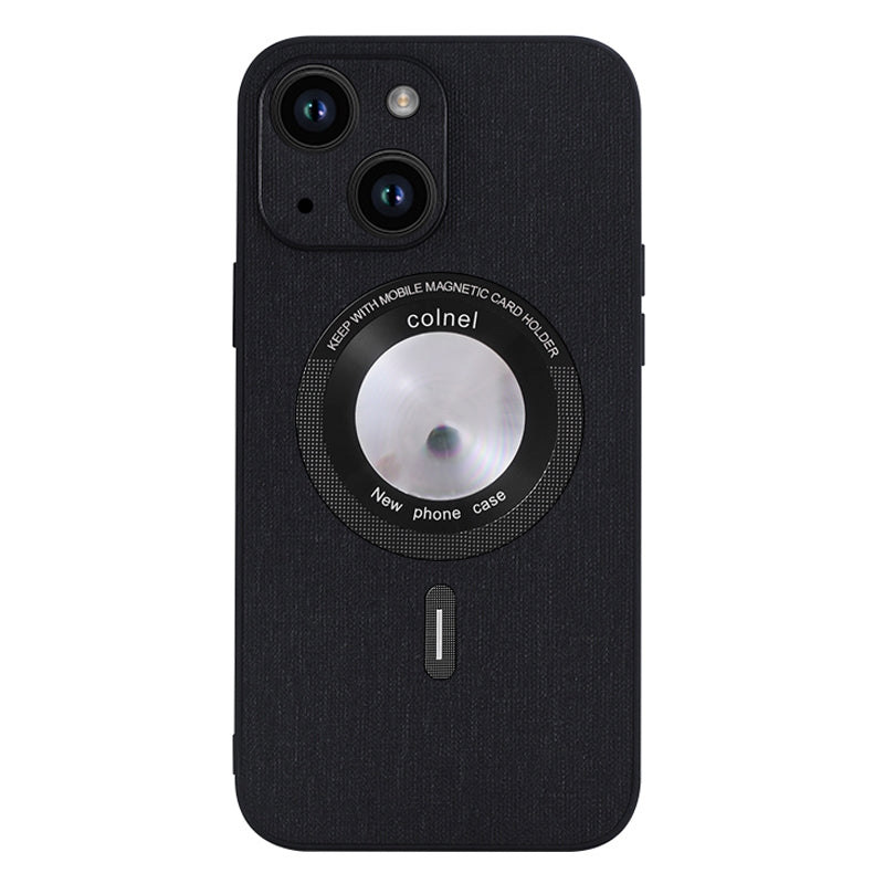 ELECTROPRIME For iPhone 15 Cloth Texture MagSafe Magnetic PU Phone Case(Black)