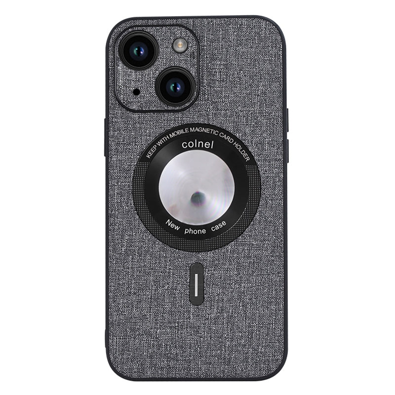 ELECTROPRIME For iPhone 15 Cloth Texture MagSafe Magnetic PU Phone Case(Grey)