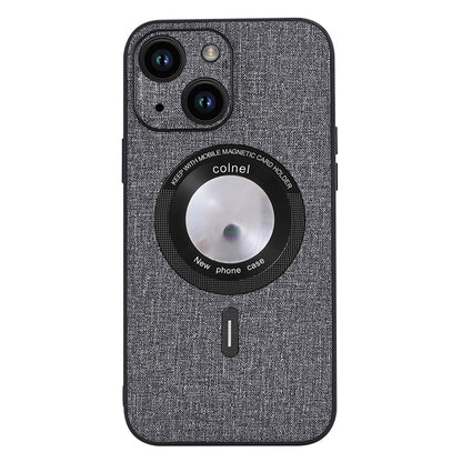 ELECTROPRIME For iPhone 15 Cloth Texture MagSafe Magnetic PU Phone Case(Grey)