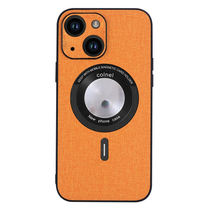 ELECTROPRIME For iPhone 15 Cloth Texture MagSafe Magnetic PU Phone Case(Orange)