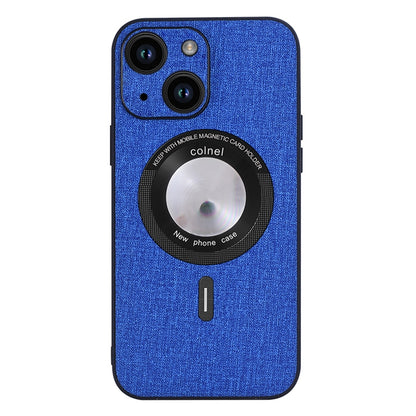 ELECTROPRIME For iPhone 15 Cloth Texture MagSafe Magnetic PU Phone Case(Dark Blue)