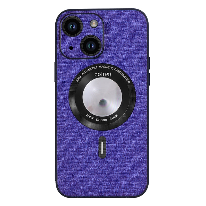 ELECTROPRIME For iPhone 15 Cloth Texture MagSafe Magnetic PU Phone Case(Purple)
