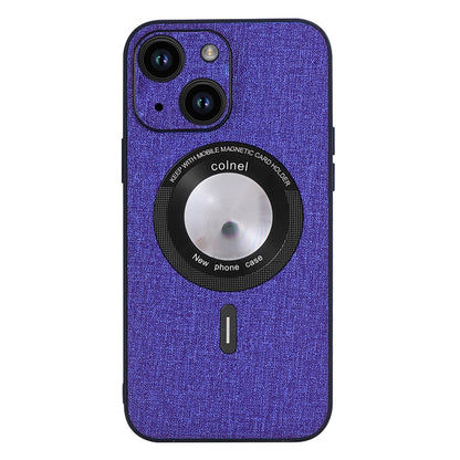 ELECTROPRIME For iPhone 15 Cloth Texture MagSafe Magnetic PU Phone Case(Purple)