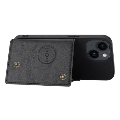 ELECTROPRIME For iPhone 15 Double Buckle Card Slots PU + TPU Phone Case(Black)
