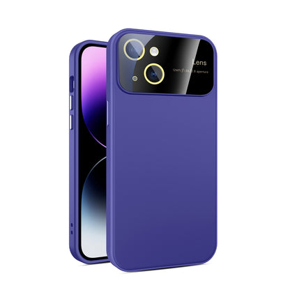 ELECTROPRIME For iPhone 15 Large Glass Window PC Phone Case with Integrated Lens Film(Dark Purple)