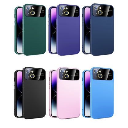 ELECTROPRIME For iPhone 15 Large Glass Window PC Phone Case with Integrated Lens Film(Royal Blue)