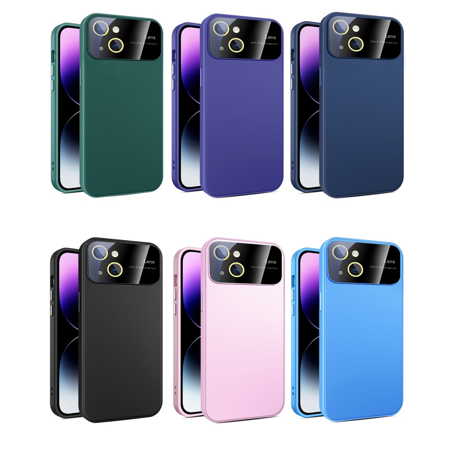 ELECTROPRIME For iPhone 15 Large Glass Window PC Phone Case with Integrated Lens Film(Pink)