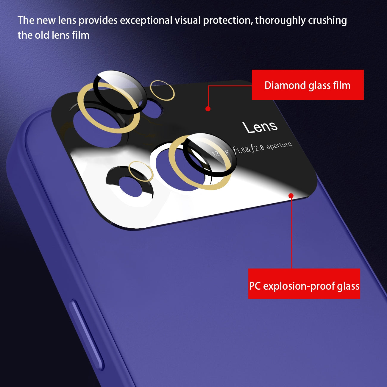 ELECTROPRIME For iPhone 15 Large Glass Window PC Phone Case with Integrated Lens Film(Pink)