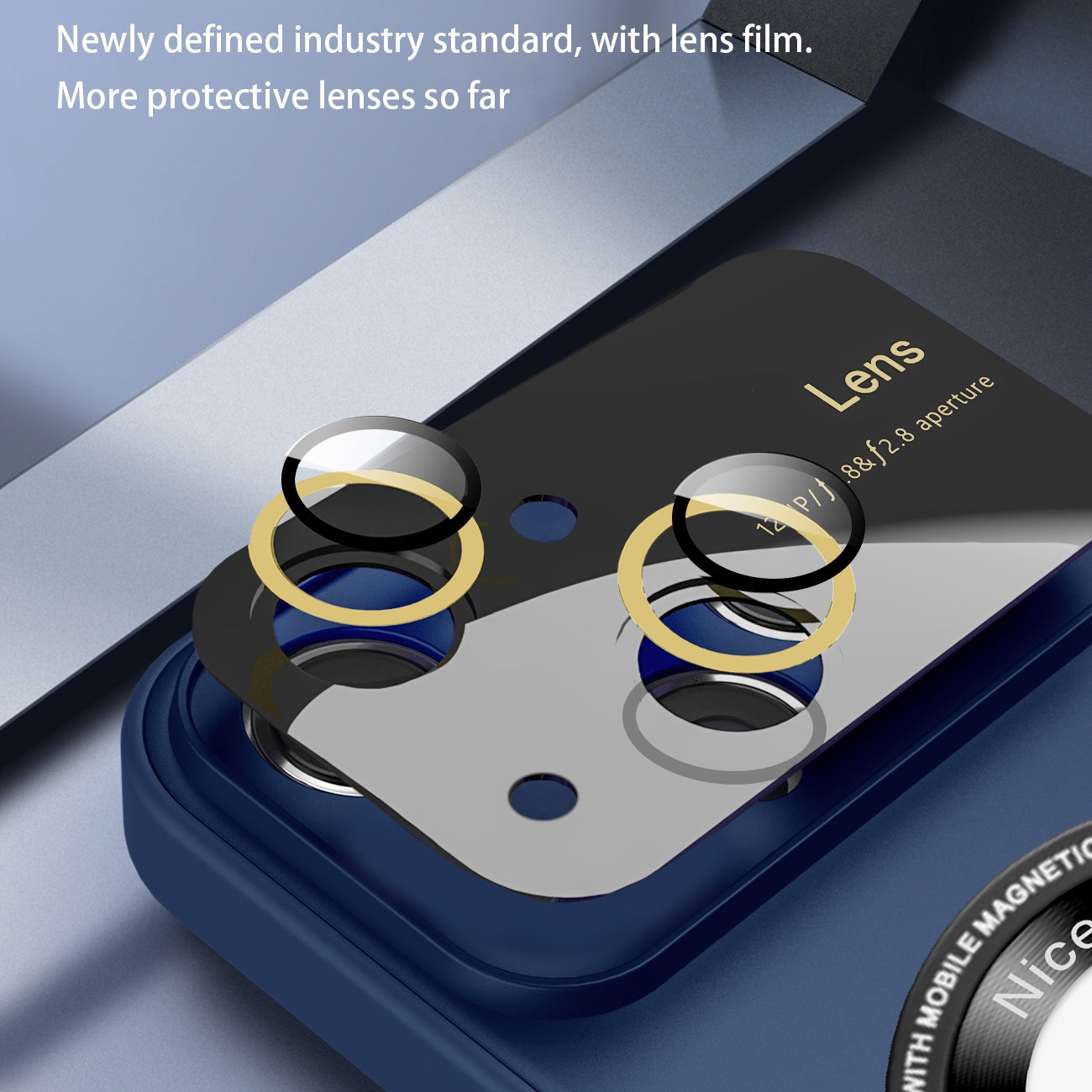 ELECTROPRIME For iPhone 15 Large Glass Window Magnetic Magsafe Phone Case with Lens Film(Sky Blue)