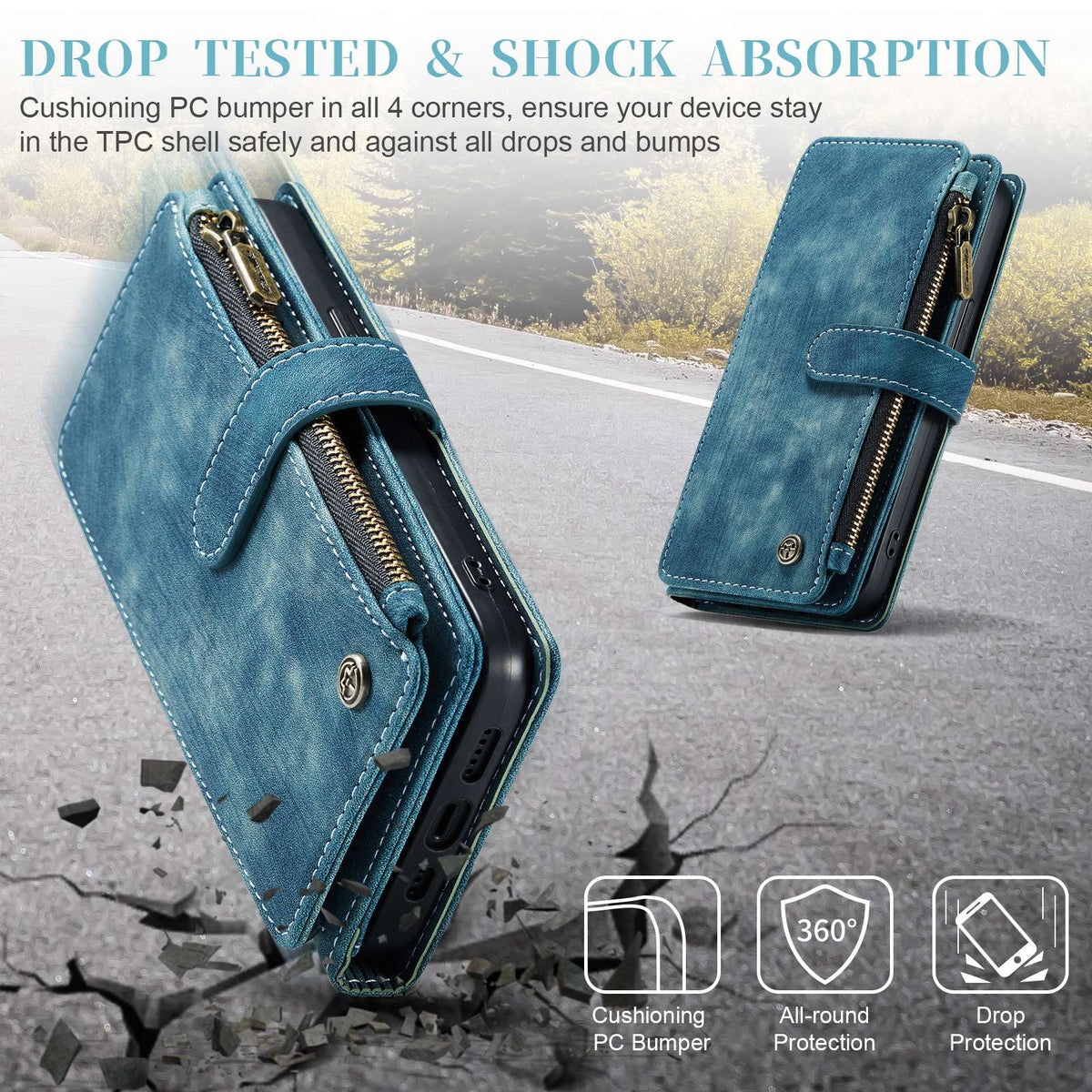 ELECTROPRIME For iPhone 15 Plus CaseMe C30 Multifunctional Leather Phone Case(Blue)