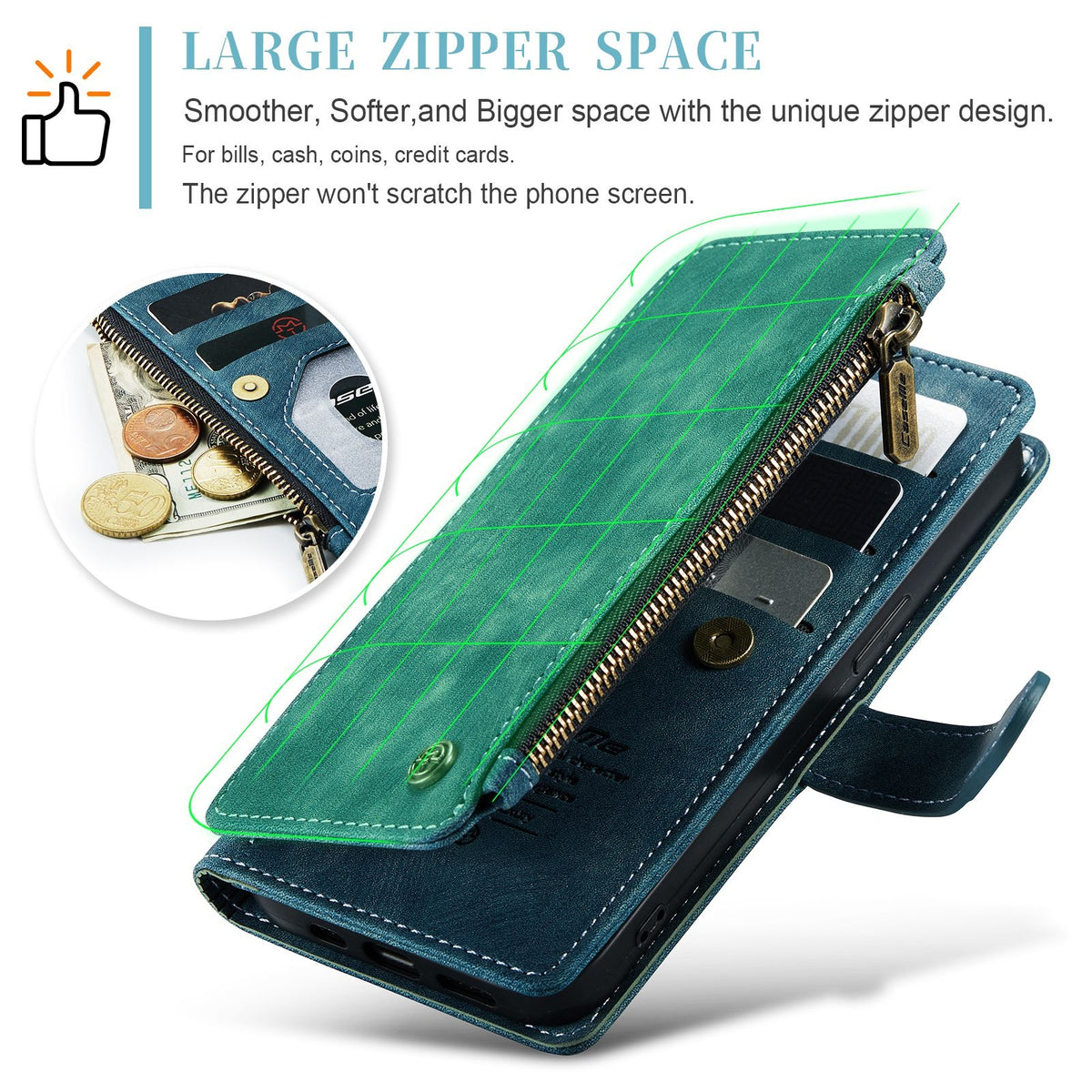ELECTROPRIME For iPhone 15 Plus CaseMe C30 Multifunctional Leather Phone Case(Blue)