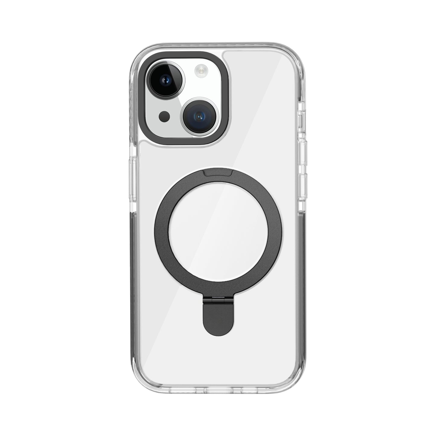 ELECTROPRIME For iPhone 15 Kingsteel Wolf MagSafe Holder Transparent Phone Case(Black)