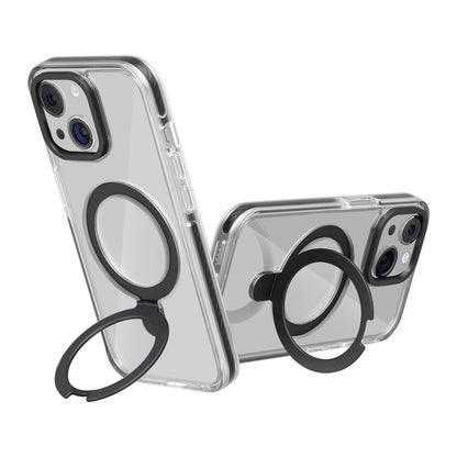ELECTROPRIME For iPhone 15 Kingsteel Wolf MagSafe Holder Transparent Phone Case(Black)