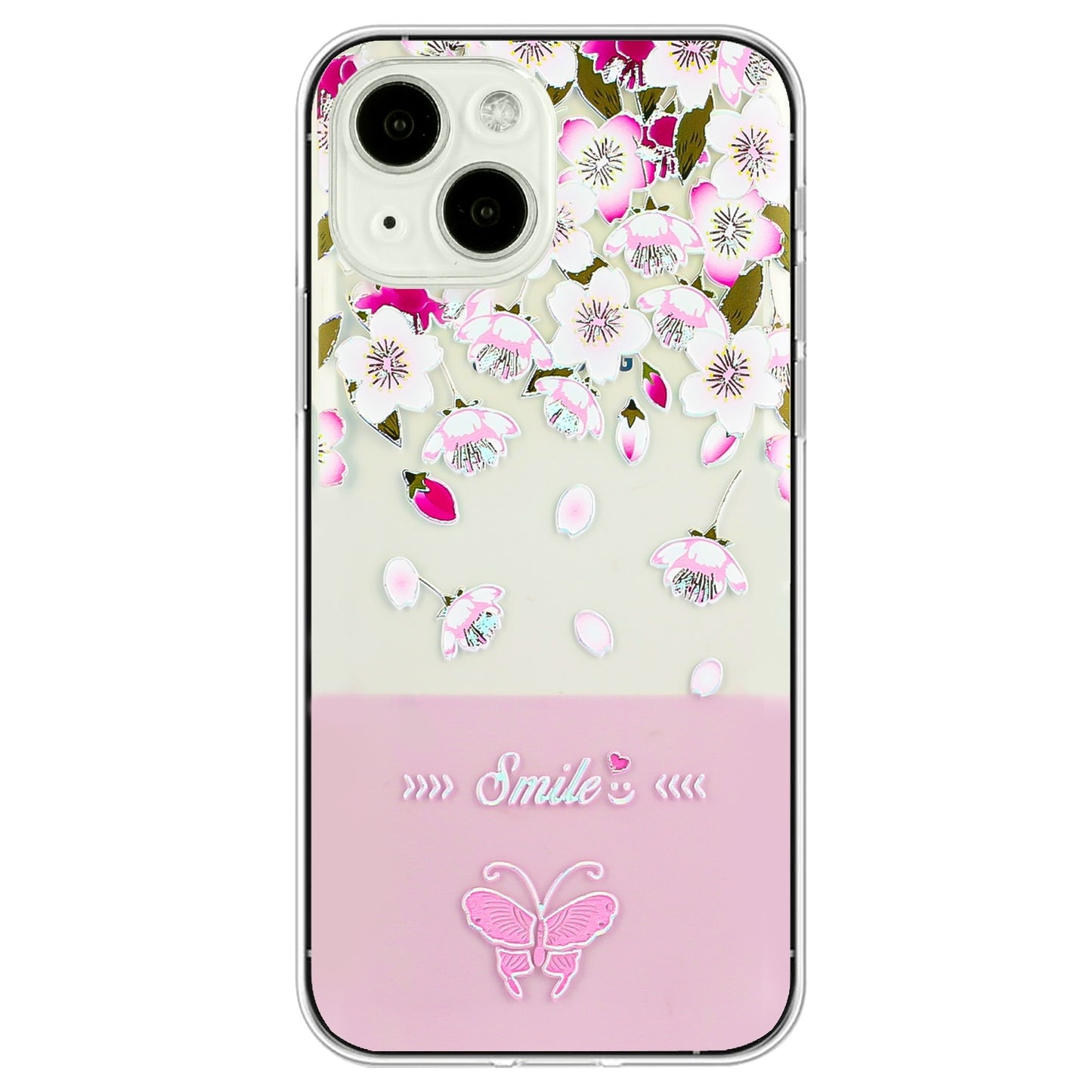 ELECTROPRIME For iPhone 15 Bronzing Butterfly Flower TPU Phone Case(Peach Blossoms)