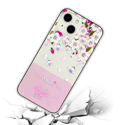 ELECTROPRIME For iPhone 15 Bronzing Butterfly Flower TPU Phone Case(Peach Blossoms)