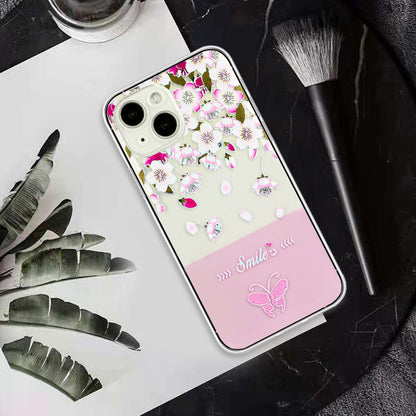 ELECTROPRIME For iPhone 15 Bronzing Butterfly Flower TPU Phone Case(Peach Blossoms)