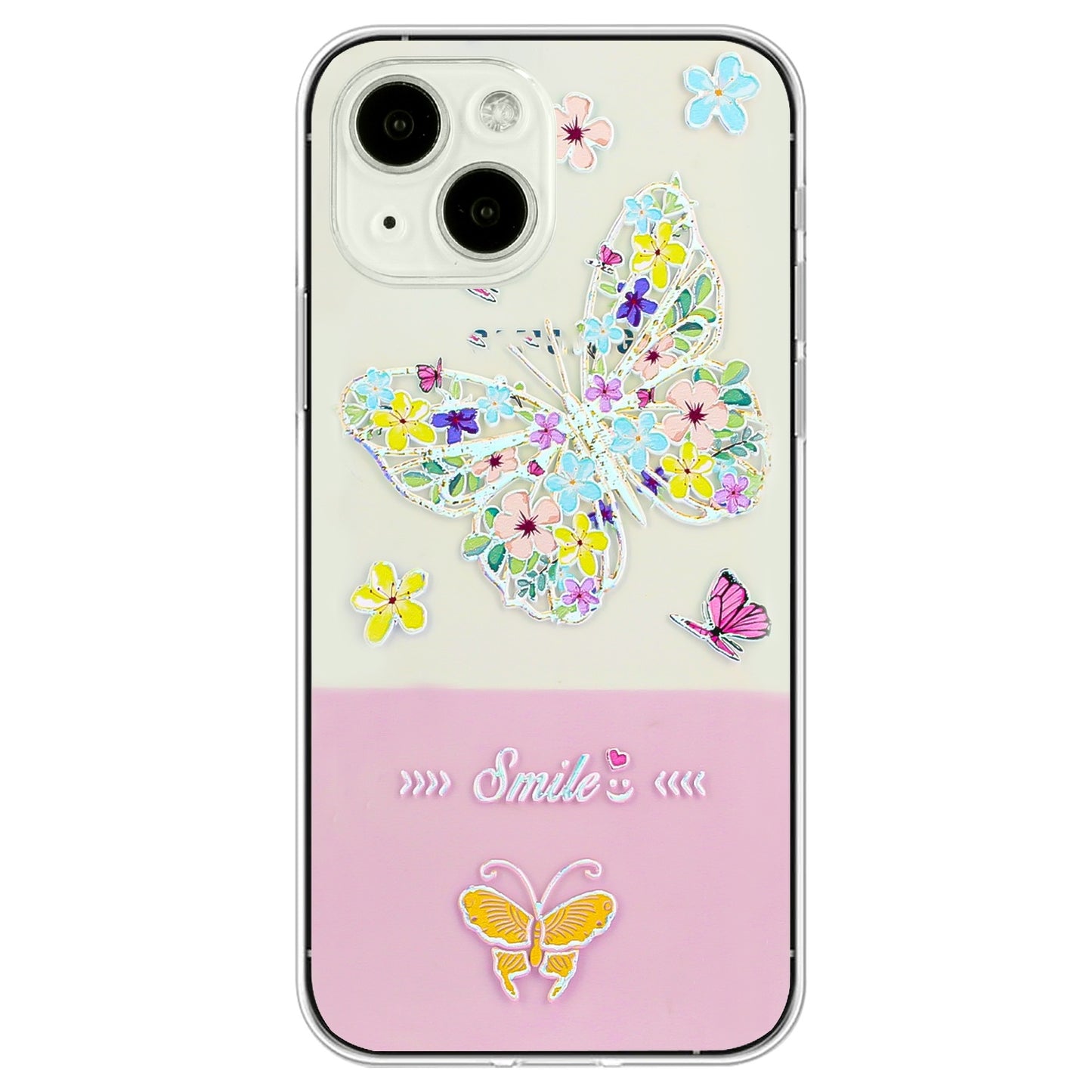 ELECTROPRIME For iPhone 15 Bronzing Butterfly Flower TPU Phone Case(Colorful Butterfly)