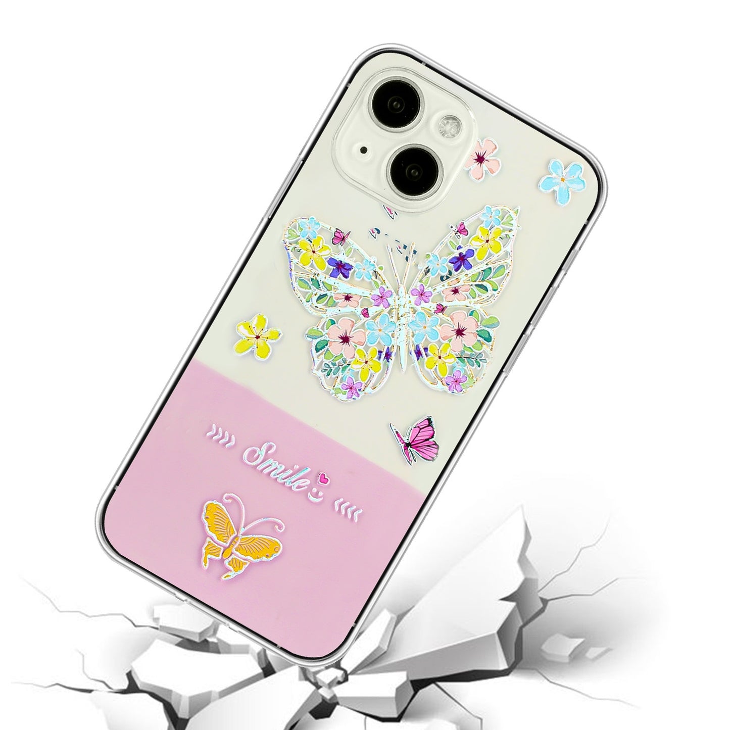 ELECTROPRIME For iPhone 15 Bronzing Butterfly Flower TPU Phone Case(Colorful Butterfly)