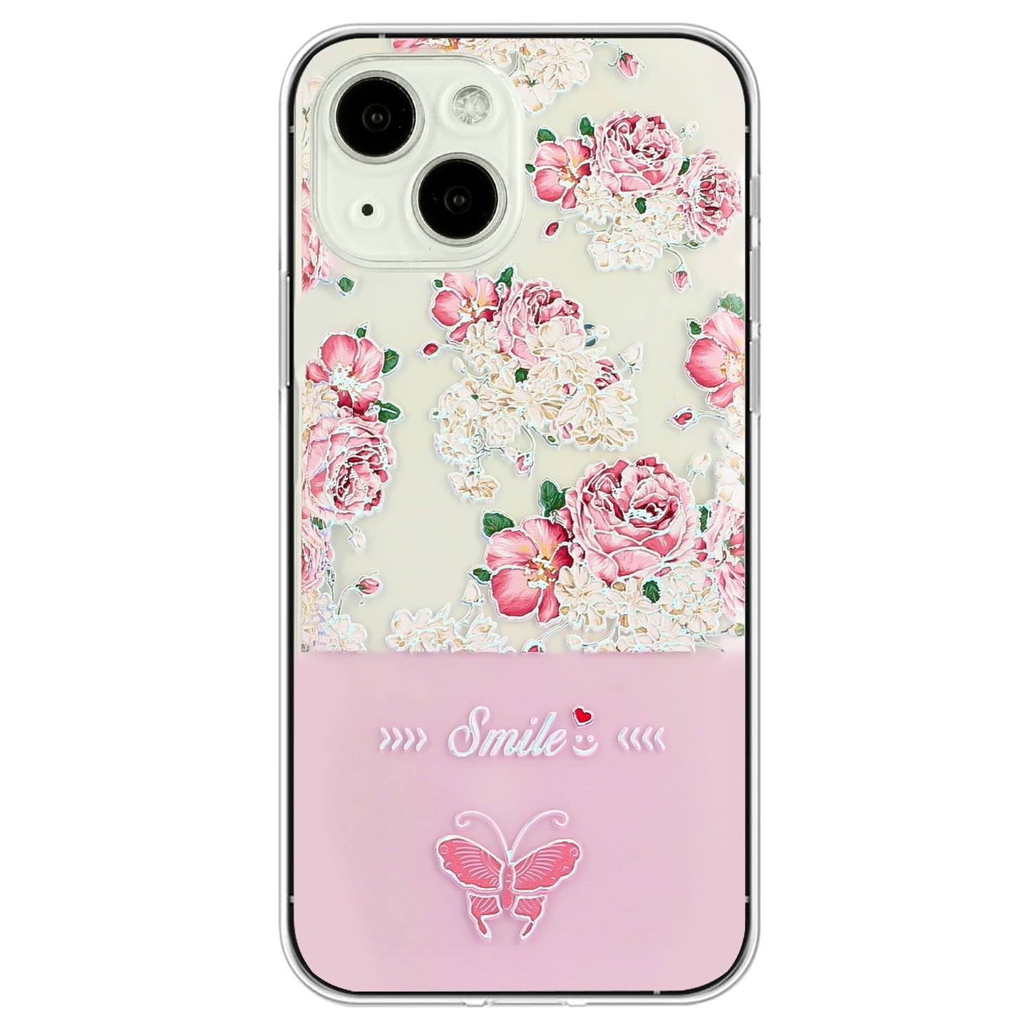 ELECTROPRIME For iPhone 15 Bronzing Butterfly Flower TPU Phone Case(Peony)