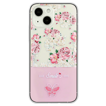 ELECTROPRIME For iPhone 15 Bronzing Butterfly Flower TPU Phone Case(Peony)