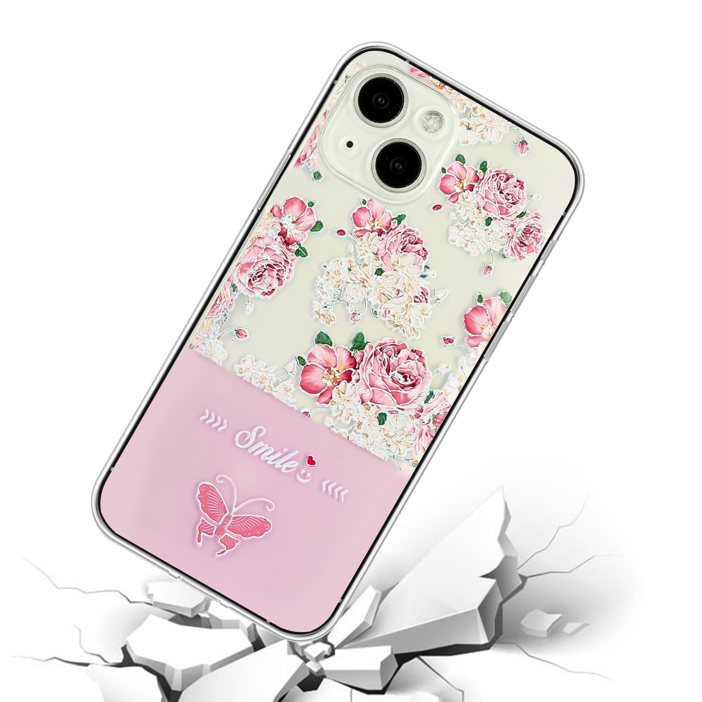 ELECTROPRIME For iPhone 15 Bronzing Butterfly Flower TPU Phone Case(Peony)