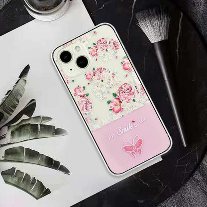 ELECTROPRIME For iPhone 15 Bronzing Butterfly Flower TPU Phone Case(Peony)