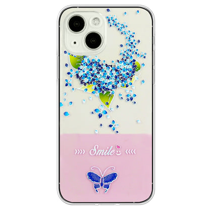 ELECTROPRIME For iPhone 15 Bronzing Butterfly Flower TPU Phone Case(Hydrangea)