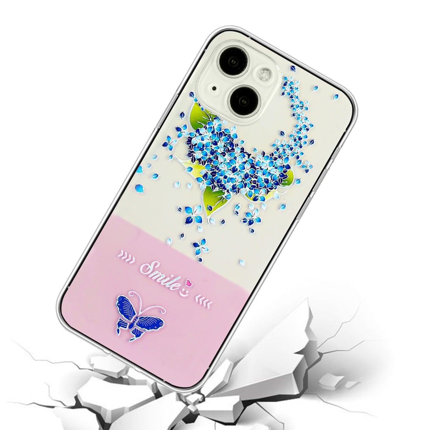 ELECTROPRIME For iPhone 15 Bronzing Butterfly Flower TPU Phone Case(Hydrangea)