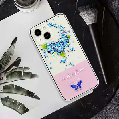 ELECTROPRIME For iPhone 15 Bronzing Butterfly Flower TPU Phone Case(Hydrangea)