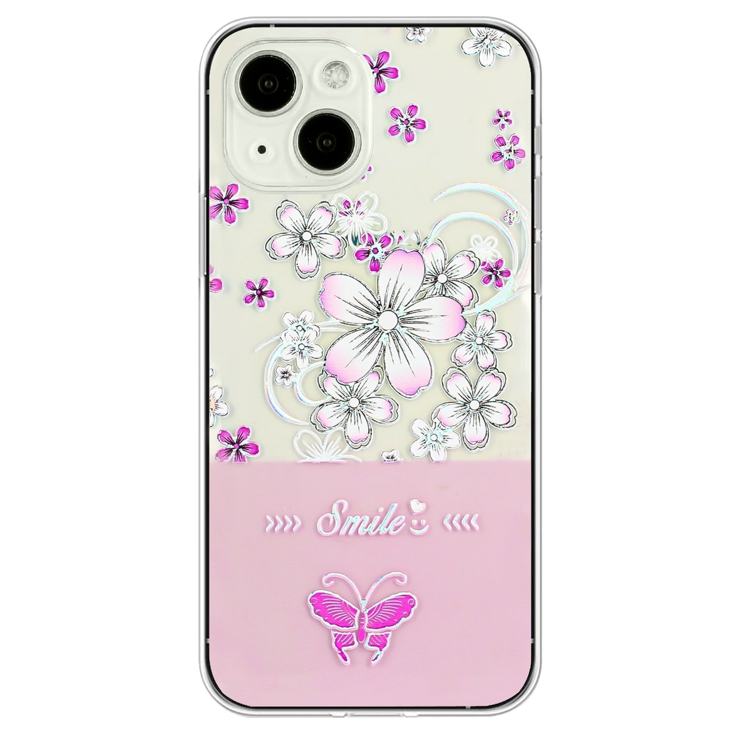 ELECTROPRIME For iPhone 15 Bronzing Butterfly Flower TPU Phone Case(Cherry Blossoms)
