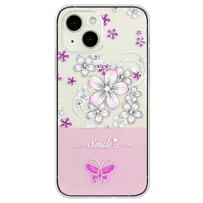 ELECTROPRIME For iPhone 15 Bronzing Butterfly Flower TPU Phone Case(Cherry Blossoms)