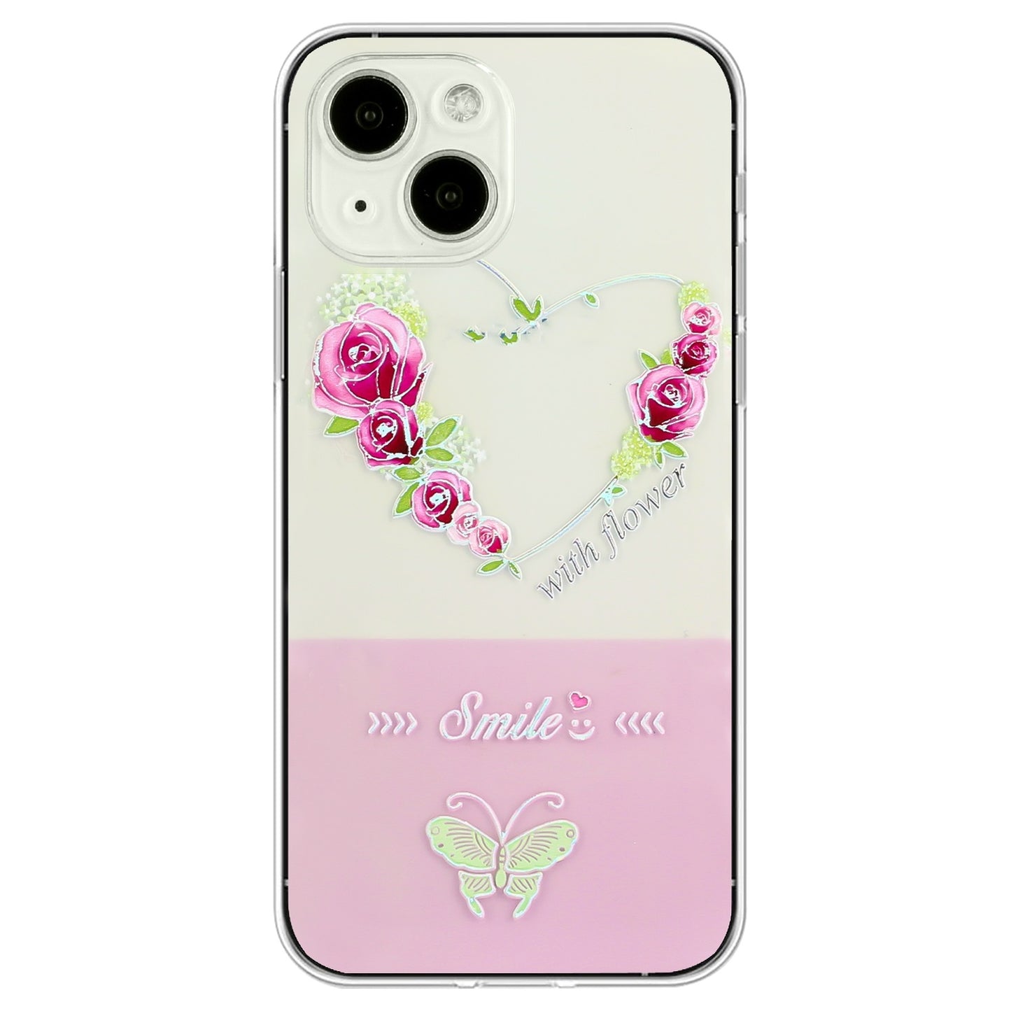 ELECTROPRIME For iPhone 15 Bronzing Butterfly Flower TPU Phone Case(Rose Heart)