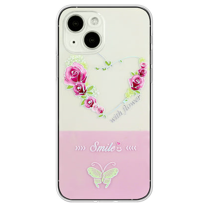 ELECTROPRIME For iPhone 15 Bronzing Butterfly Flower TPU Phone Case(Rose Heart)