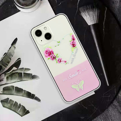 ELECTROPRIME For iPhone 15 Bronzing Butterfly Flower TPU Phone Case(Rose Heart)