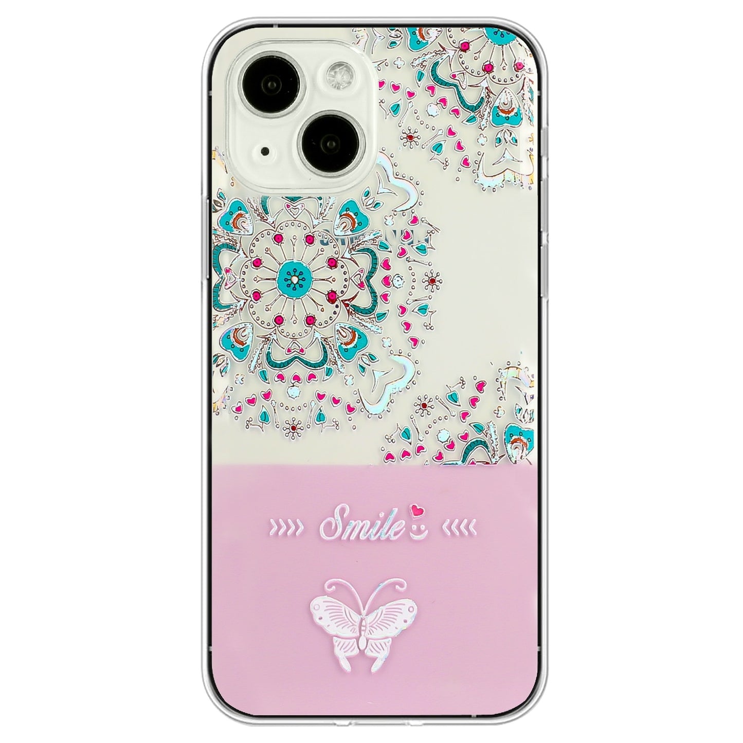 ELECTROPRIME For iPhone 15 Bronzing Butterfly Flower TPU Phone Case(Peacock Flower)