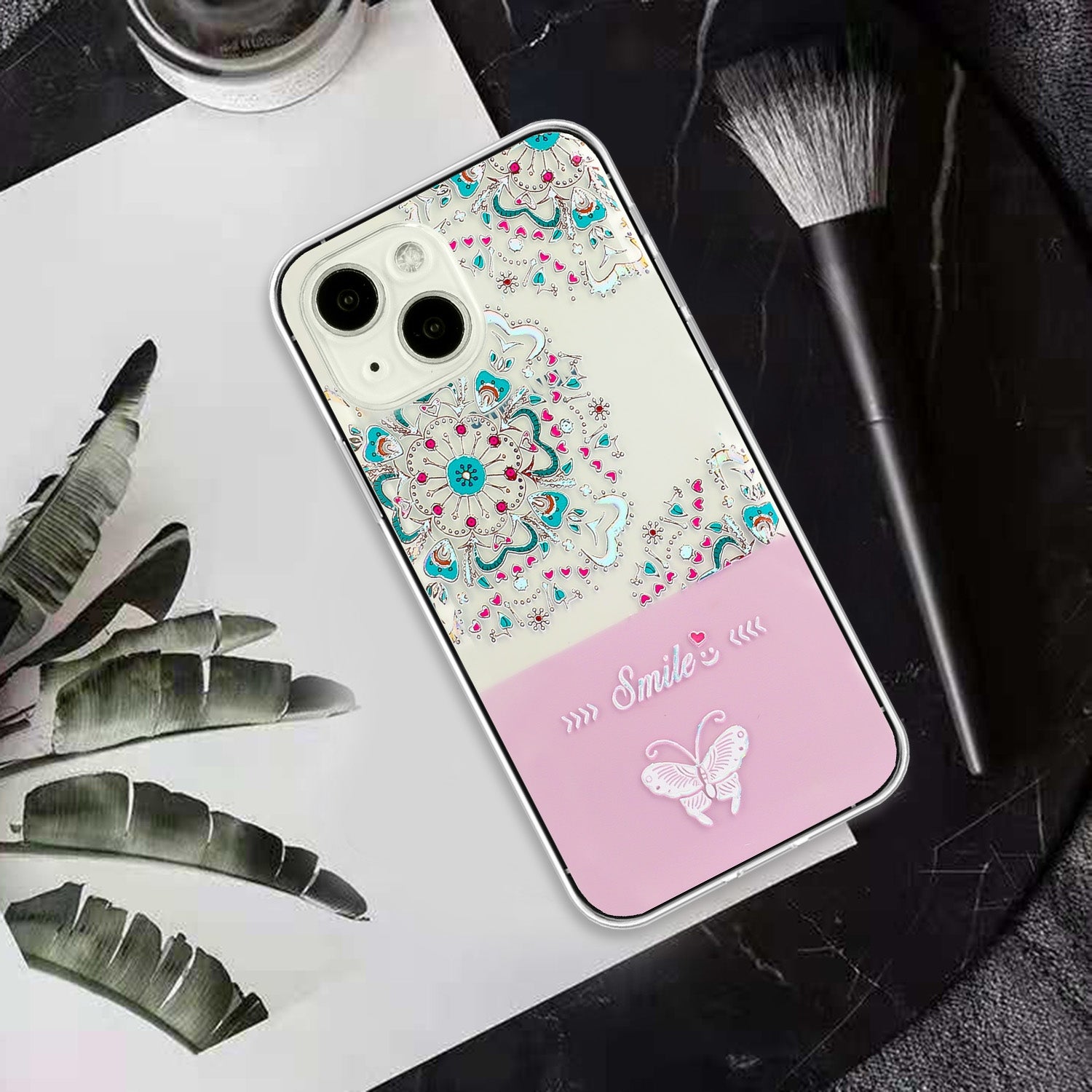 ELECTROPRIME For iPhone 15 Bronzing Butterfly Flower TPU Phone Case(Peacock Flower)