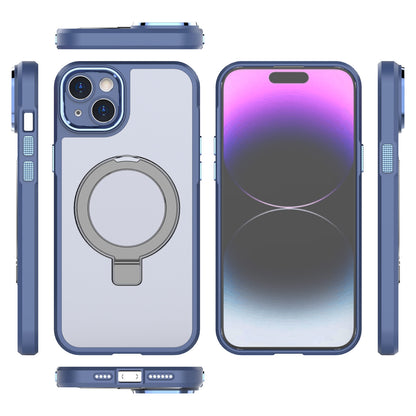 ELECTROPRIME For iPhone 15 MagSafe Magnetic Metal Holder Phone Case(Blue)