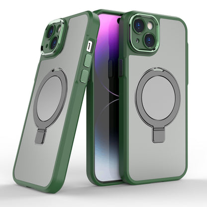 ELECTROPRIME For iPhone 15 MagSafe Magnetic Metal Holder Phone Case(Green)