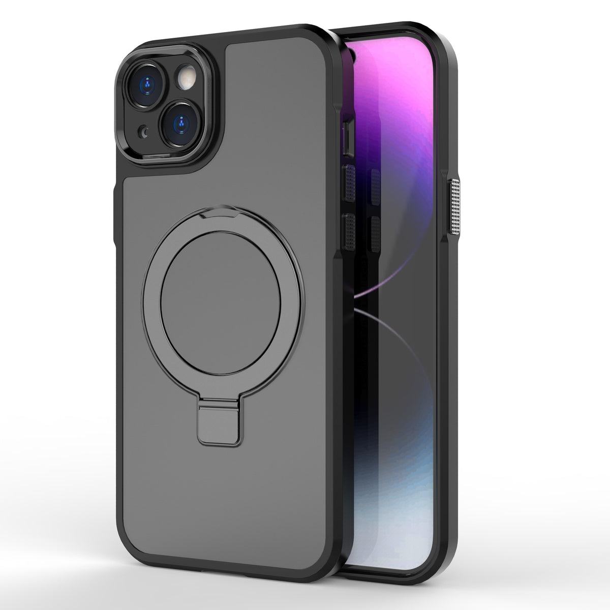 ELECTROPRIME For iPhone 15 Plus MagSafe Magnetic Metal Holder Phone Case(Black)