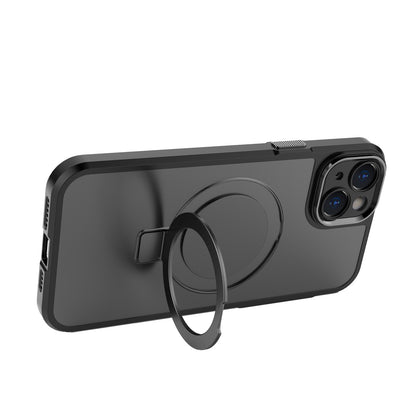 ELECTROPRIME For iPhone 15 Plus MagSafe Magnetic Metal Holder Phone Case(Black)